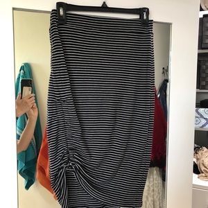 Club Monaco black and white stripe stretch ruched